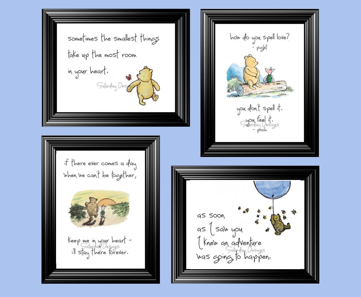 Classic Winnie the Pooh Quotes - set of 4 digital 8x10 prints, instant download