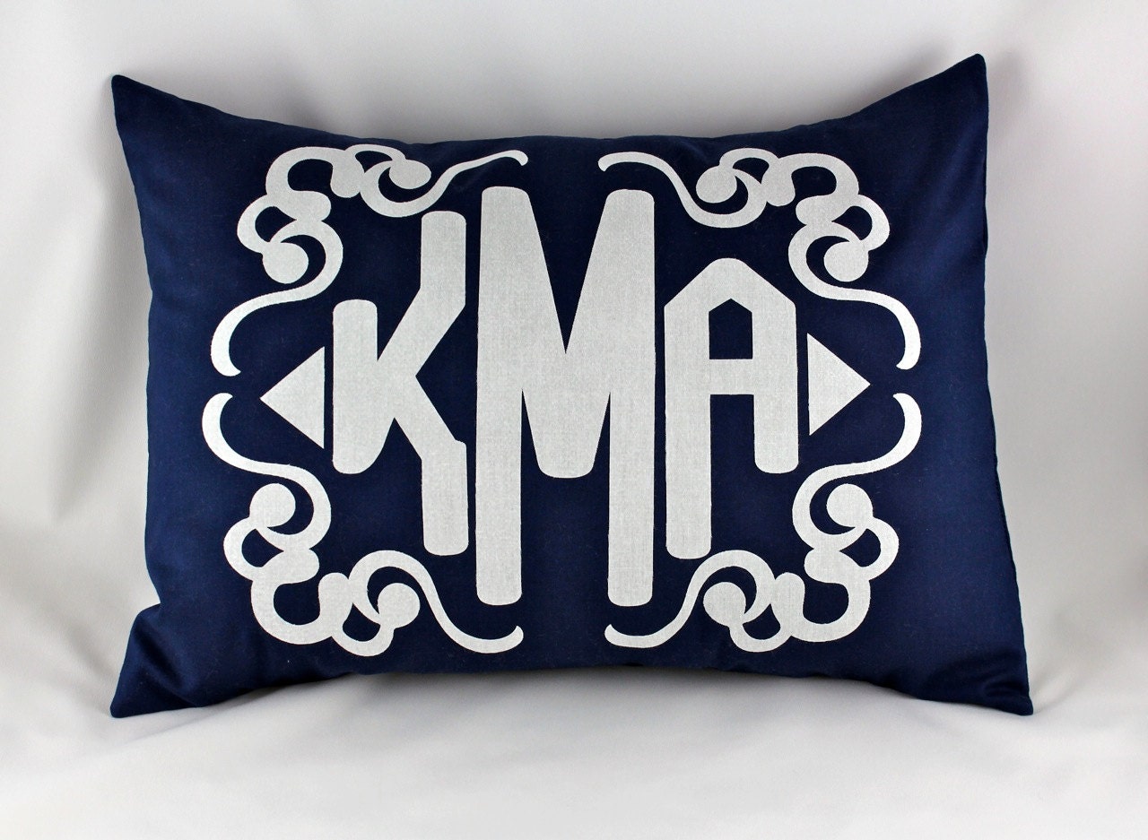 custom personalized monogram pillow.  with custom applique.  comes in any color or design.