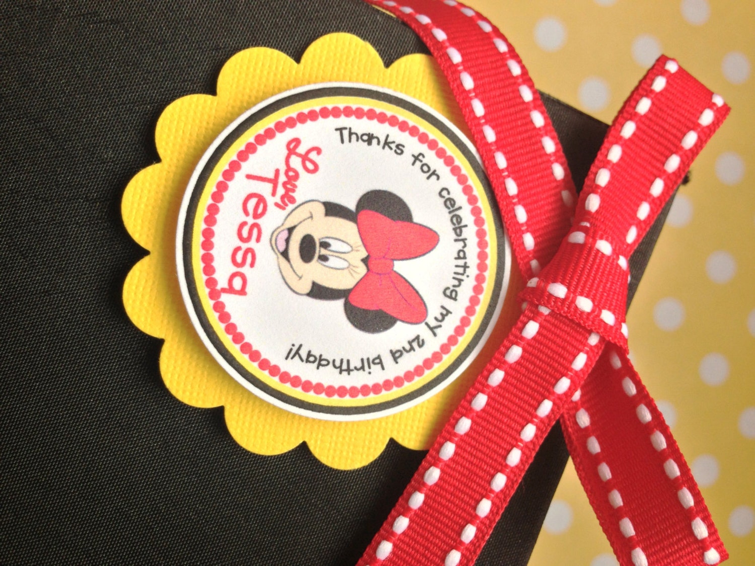 Minnie Mouse Birthday Personalized Favor Tags, Custom Hang Tags, Labels, Party Favors - Set of 12