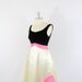 Vintage 1960s Dress - Black Velvet with Ivory and Hot Pink Satin Sleeveless Party Dress