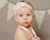 Light pink chiffon headband, sparkle headband