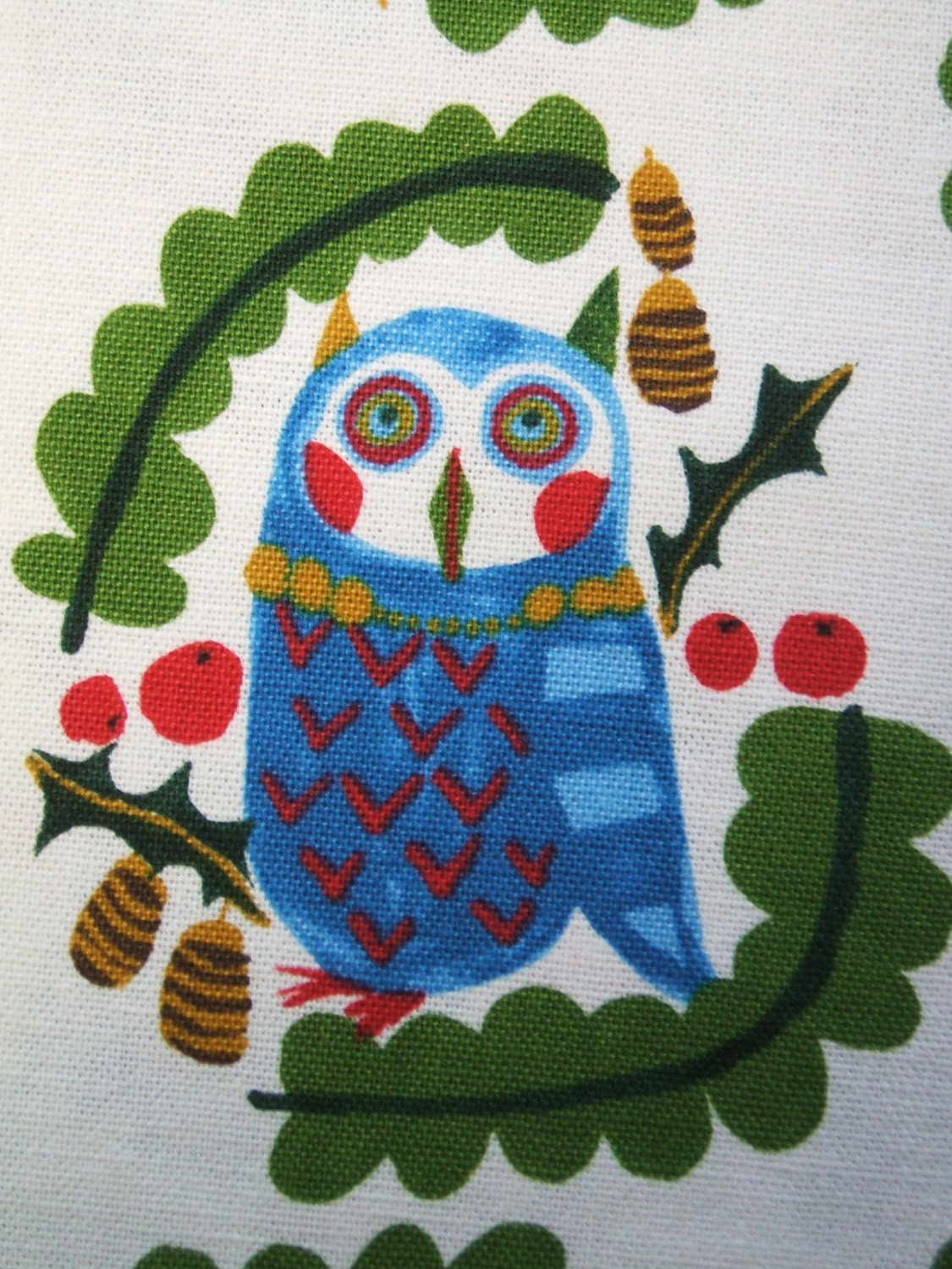 Kokka Emo Emo Owl Kamiya Kanako Japan Cotton Linen Canvas Fabric 1/2 Yd - AliceInStitchesArts