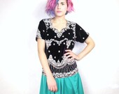 20% OFF VACATION SALE Plum Velvet Sequin Embellished East Indian Top (S/M)