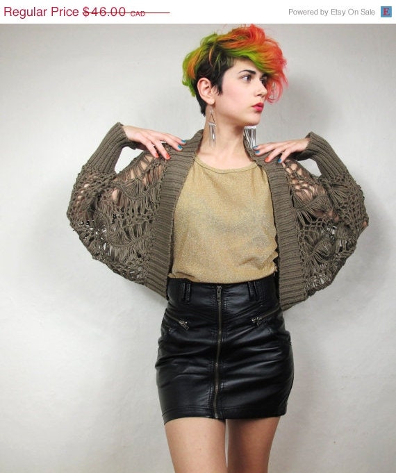 20% OFF VACATION SALE Avant Garde Coffee Crochet Shawl Cardigan (S/M)