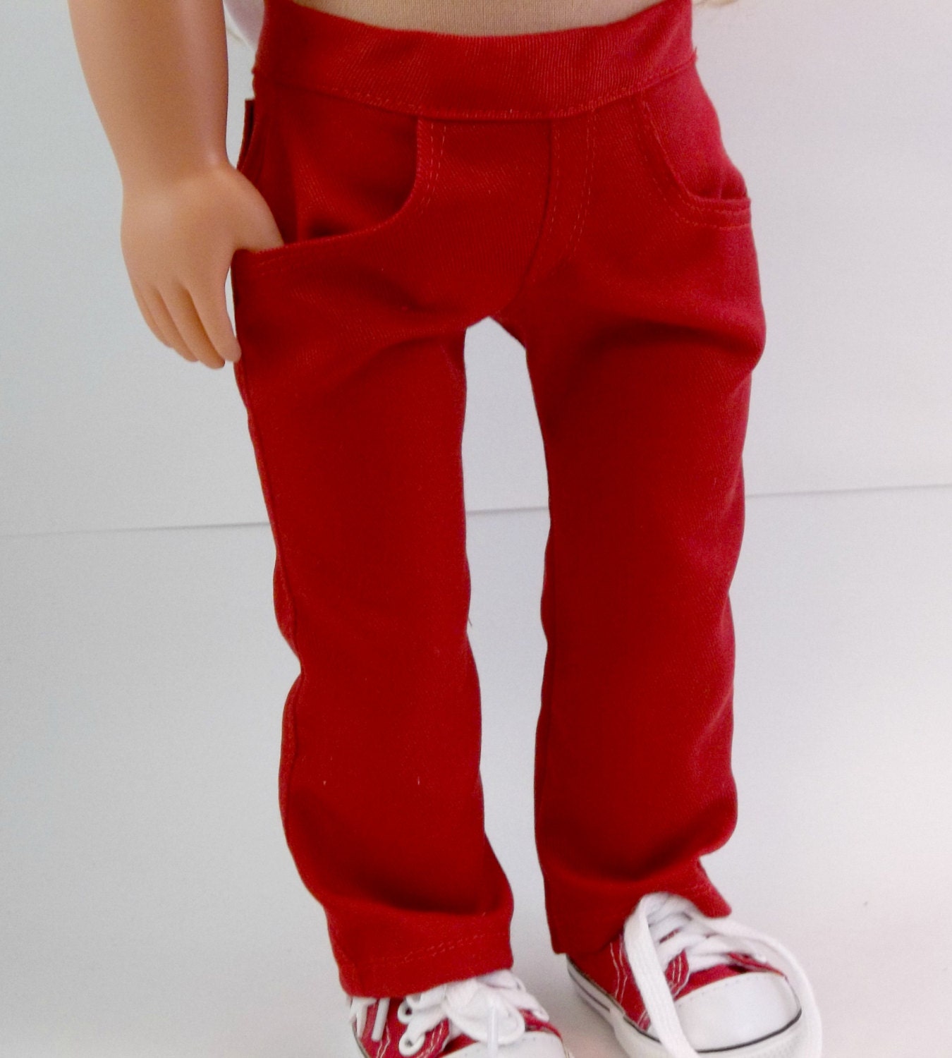 American Girl 18 inch Doll Red Jeans with Real Pockets Pants Doll ClothesToys