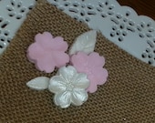 Fondant Flowers And Leaves For Cupcakes, Cupcake Topper, Cake Decoration,  Small 1 Inch Size, Quantity of 12