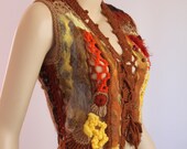 Nuno Felting Freeform Crochet  Vest  - Sweater - Wearable Art - OOAK