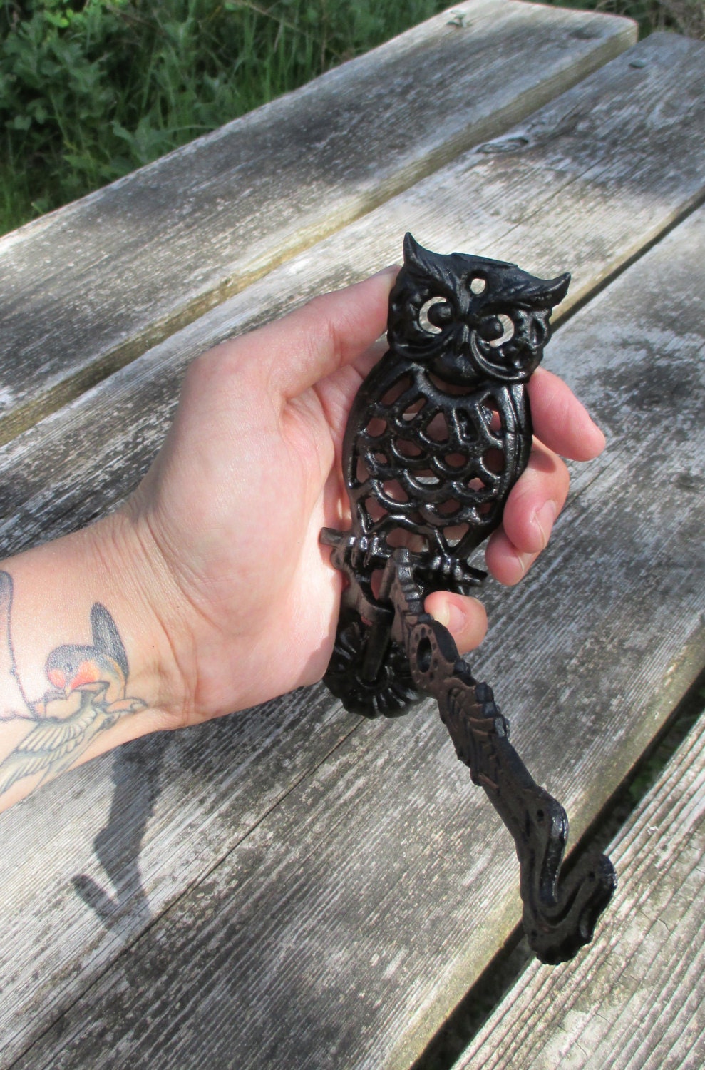 Vintage Cast Iron Owl Wall Hook