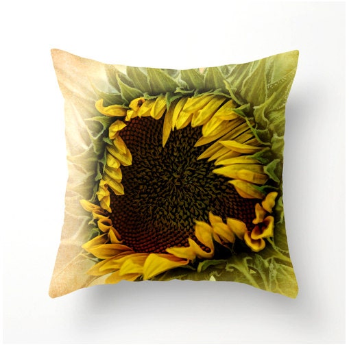 Decorative Throw Pillow 20x20 Sunflower nature photography sunflower decor