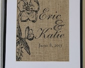 Personalized Wedding Burlap Artwork...makes a lovely gift