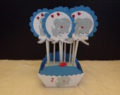 Baby Boy Blue Elephant  Cupcake toppers - set of 12