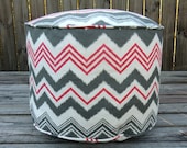 Chevron pouf ottoman, grey floor pouf, round ottoman in 18",pouffe ,bean bag , childrens pouf,pink floor cushion, floor pillow