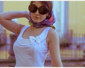 White Dress with Asymmetrical Collar / Broderie Anglaise / Made To Order