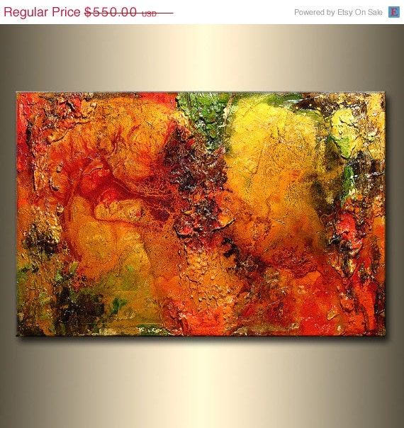 ORIGINAL Textured Abstract Painting, Modern Textured Palette Knife Metallic Art by Henry Parsinia 36x24