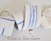 Grain Sack Camera Strap Blue Stripe European Vintage Antique