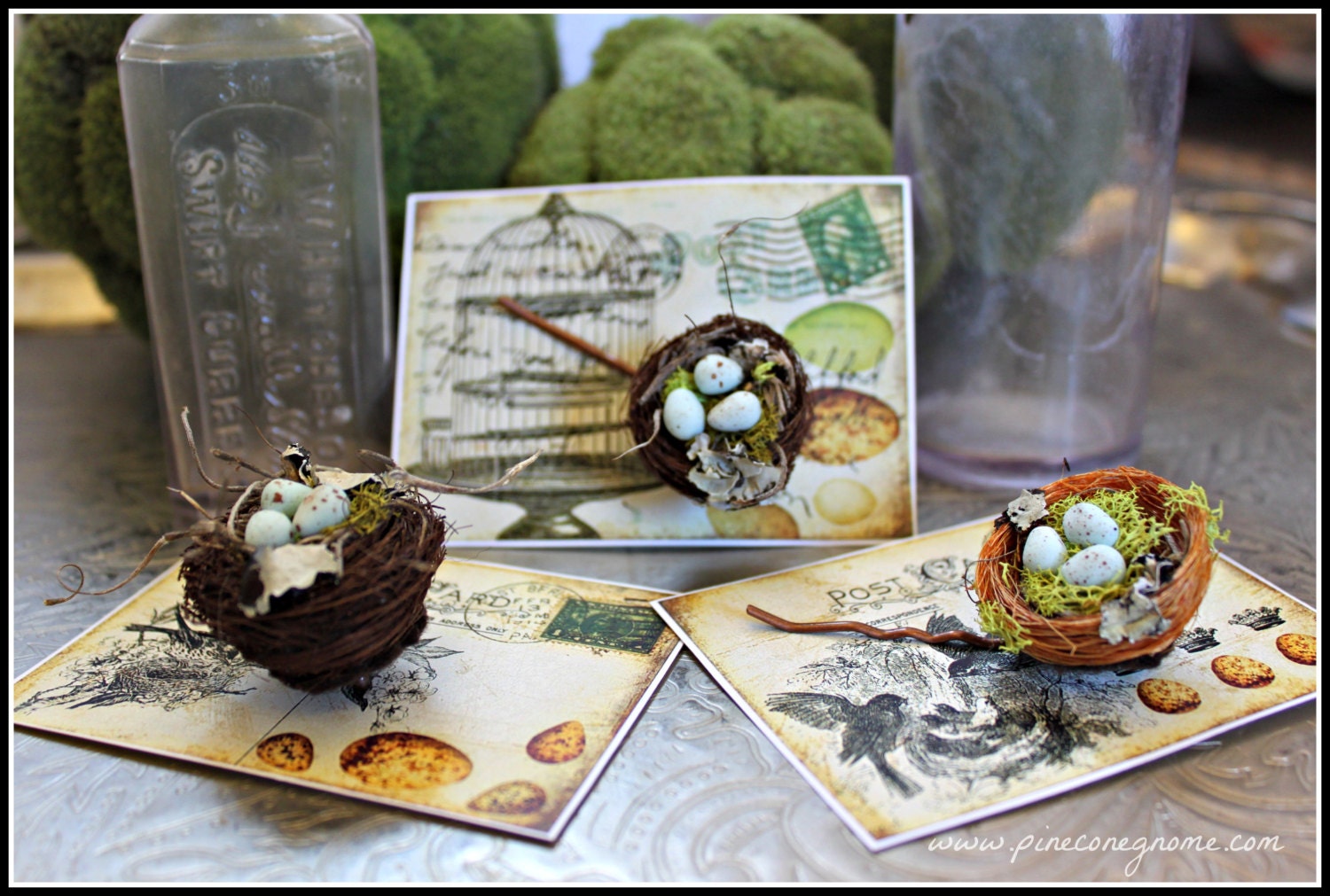 Birds Nest Hair Pin -Blue Eggs