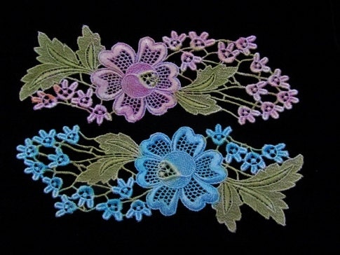 Pastel Flower Lace Hand Dyed Venice  Applique Motif Embellishment