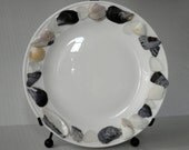Beach Decor White China Plate with Broken Bits of Seashells and Sea Glass