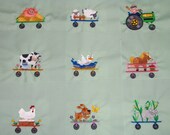 Machine Embroidered Quilt Blocks / Farmer Quilt Blocks / Animal Blocks