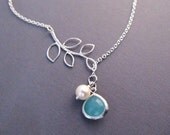 Bridesmaid Gift, Silver Branch with Jewel and Pearl, Birthstone Necklace, Bridesmaid Necklace, Personalized Necklace, Bridal Jewelry
