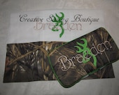 FREE SHIPPING Custom Handmade max 4hd camo camouflage browning buck deer inspired travel wipe case and burp cloth your choice of name