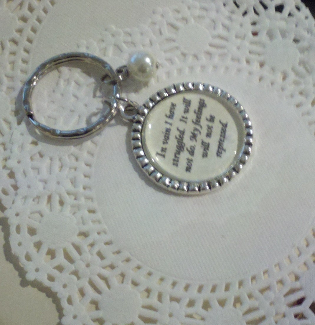 Jane Austen Quote Key Chain, Book Quote, Mr. Darcy, Mr Darcy Proposal, Personlized Key Chain