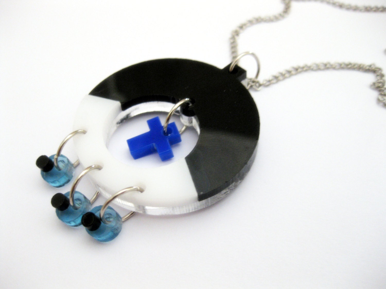 Good luck necklace - folk eye jewelry - laser cut cross plexiglass