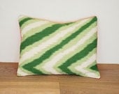 Green Zig Zag Pillow. Throw Pillow. Accent Pillow. Stripe.  Mini lumbar. 9 x 13.