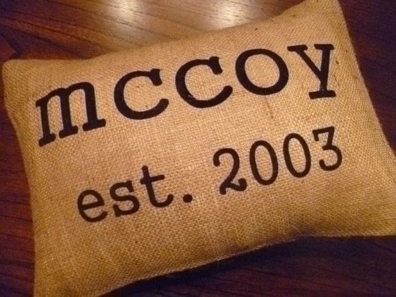 12 x 16 Personalized Burlap Pillow Cover