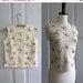 SALE Vintage Beaded Shell 1960s Sequined Top Semi Formal Party Top Sleeveless Womens Size Small
