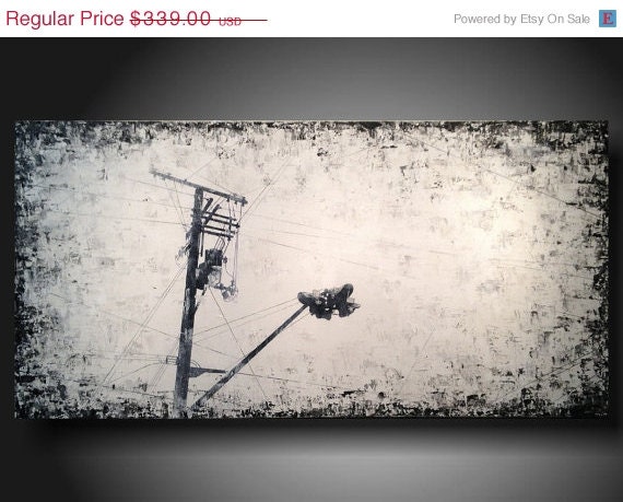 ART PAINTING SALE Original Contemporary Fine Art Abstract White and Black  Textured Painting by jmjartstudio