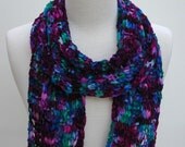 Merino Scarf- Hand Knit-  Sapphire/ Rose/ Fuschia/  Turquoise/ Merlot/ Sapphire