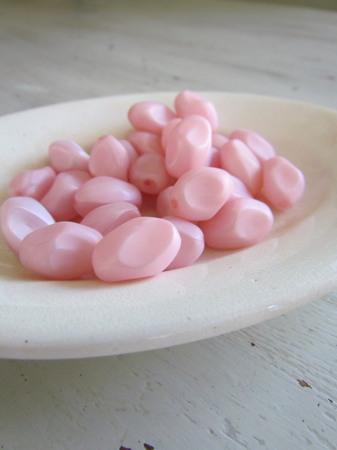 Vintage Lucite Beads Pink Pearl