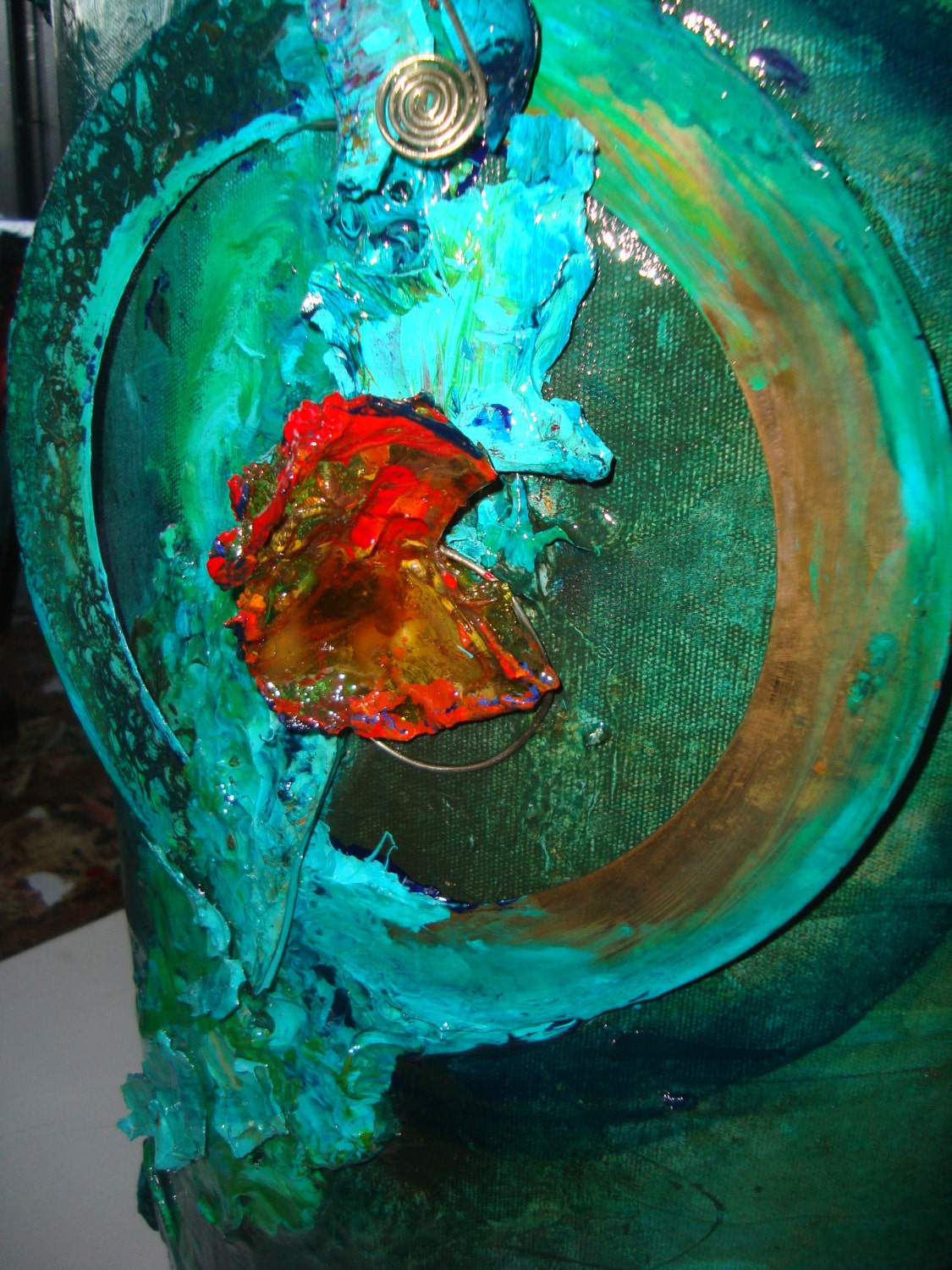 Recycled Art Sena Tidwell original Painting 3D copper, Contemporary Modern art large  Nude Abstract painted