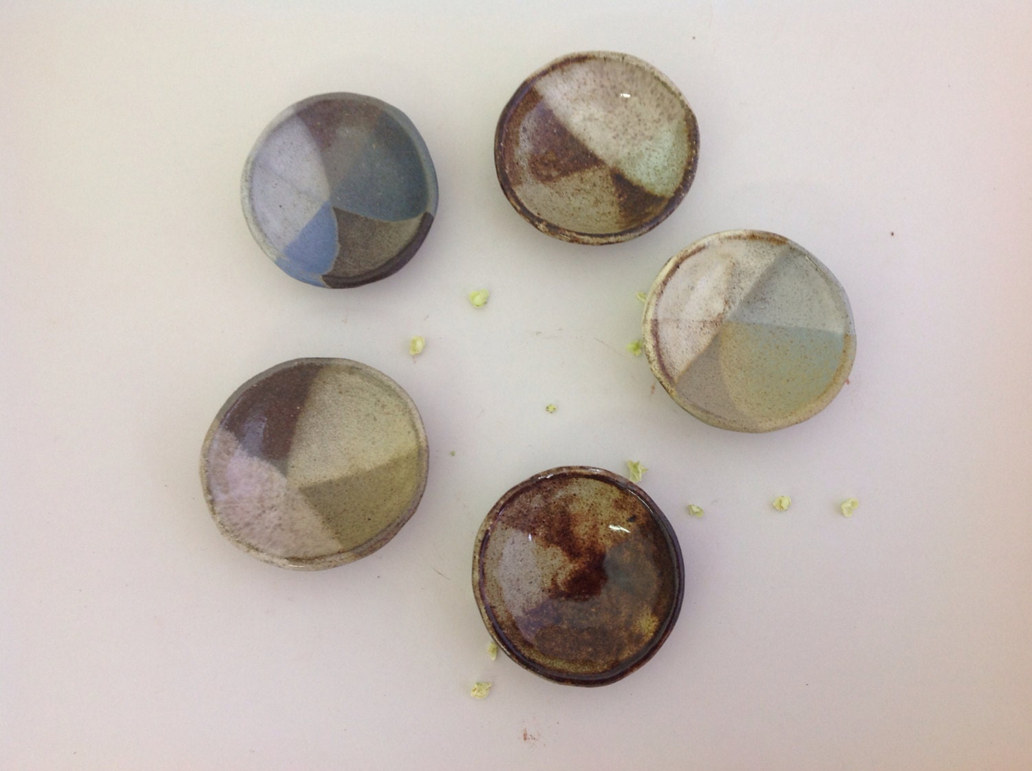 Color wheel  - handmade ceramic salt plate set of 5