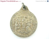 On Sale 25% Off Vintage French North American Martyrs - Canadian Martyrs Chapel Catholic Medal - Saint Charm MM52