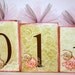 LARGE BLOCKS-Shabby Chic Distressed Name Blocks - Olivia Collection - Roses and Pearls - Ivory, Gold, White and Pink