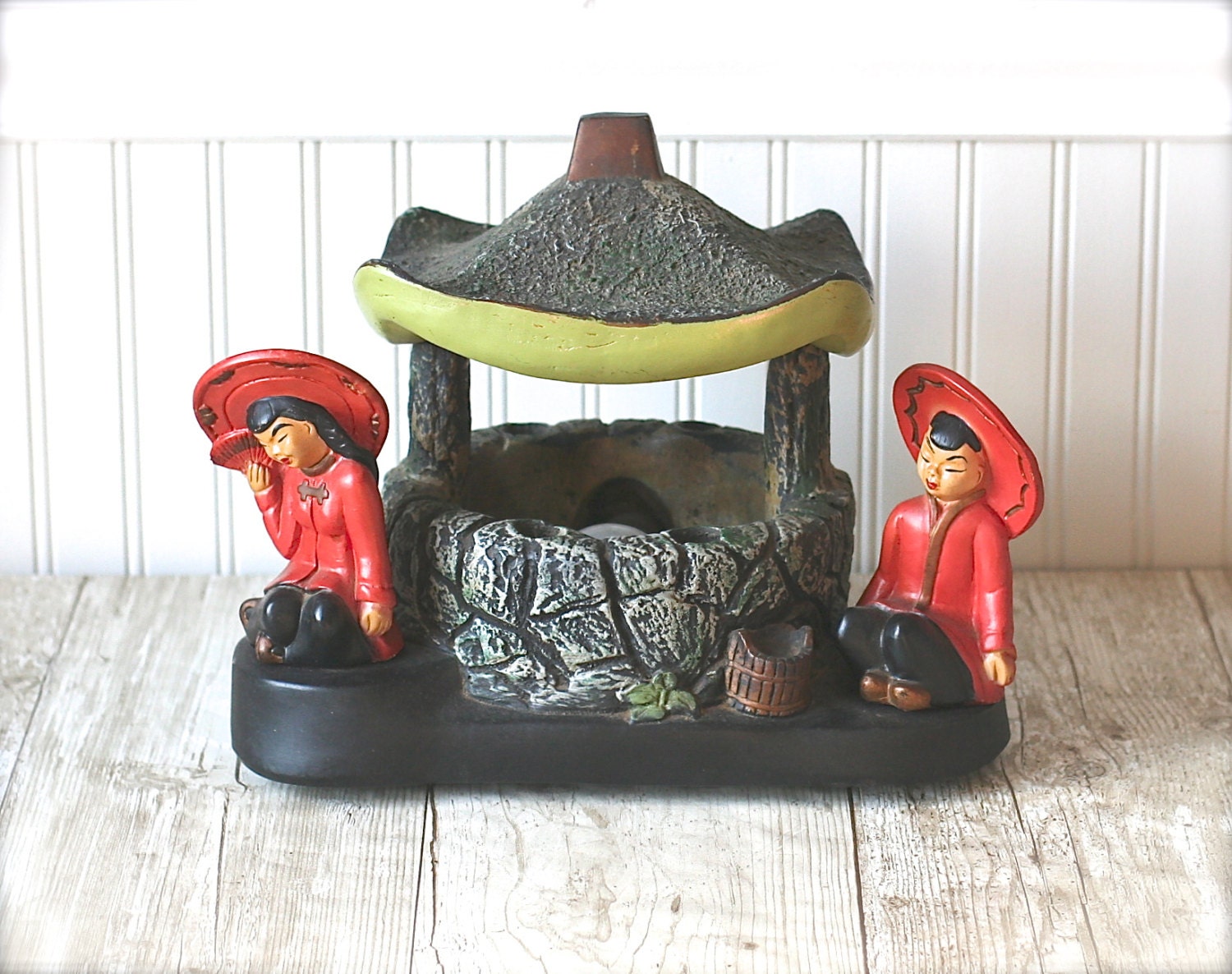 Chalk Ware Asian Pagoda Well T V Lamp Planter Silvestri 1953