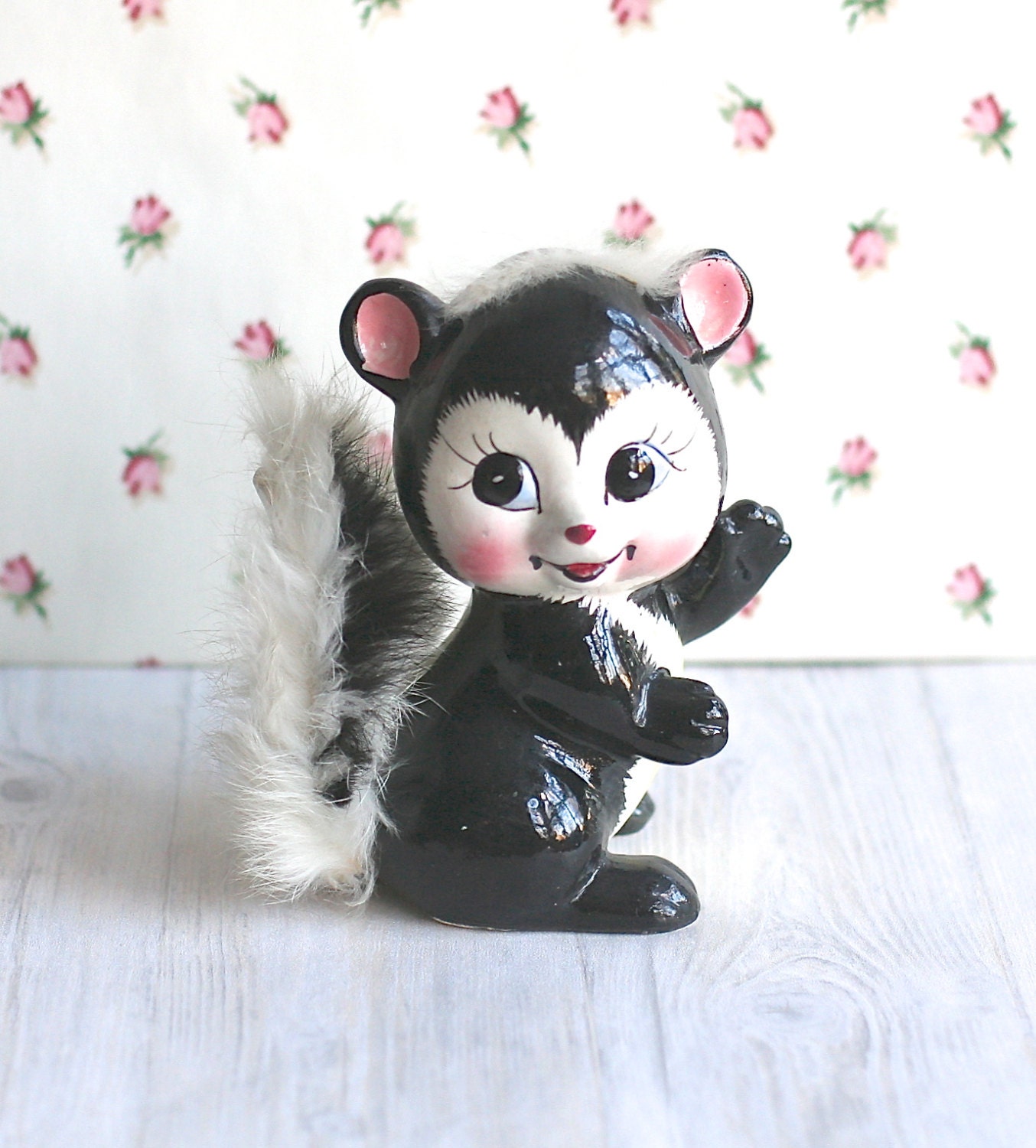 Circa 1960s Napco Big Eyed Skunk Piggy Bank Made In Japan