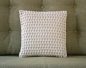 Luxury Throw Pillow in Pale Cream Organic Cotton and Velvet with Duck Feather Inner Sleeve