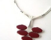vintage sarah coventry necklace silver-tone maroon burgundy red costume jewelry womens ladies retro