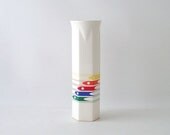 vintage raiinbow vase white pottery ftd 1986 flower bud container decorative home decor retro modern