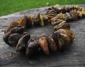 Natural Raw Baltic Amber Necklace, Genuine Baltic Amber, Huge, Statement Necklace, Extra Large Earthy Colors Ochre Brown Dark