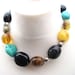 Multicolor Baltic Amber Natural Turquoise Statement Necklace Jewelry Bib Big Yellow Honey Teal Blue Black Orange OOAK