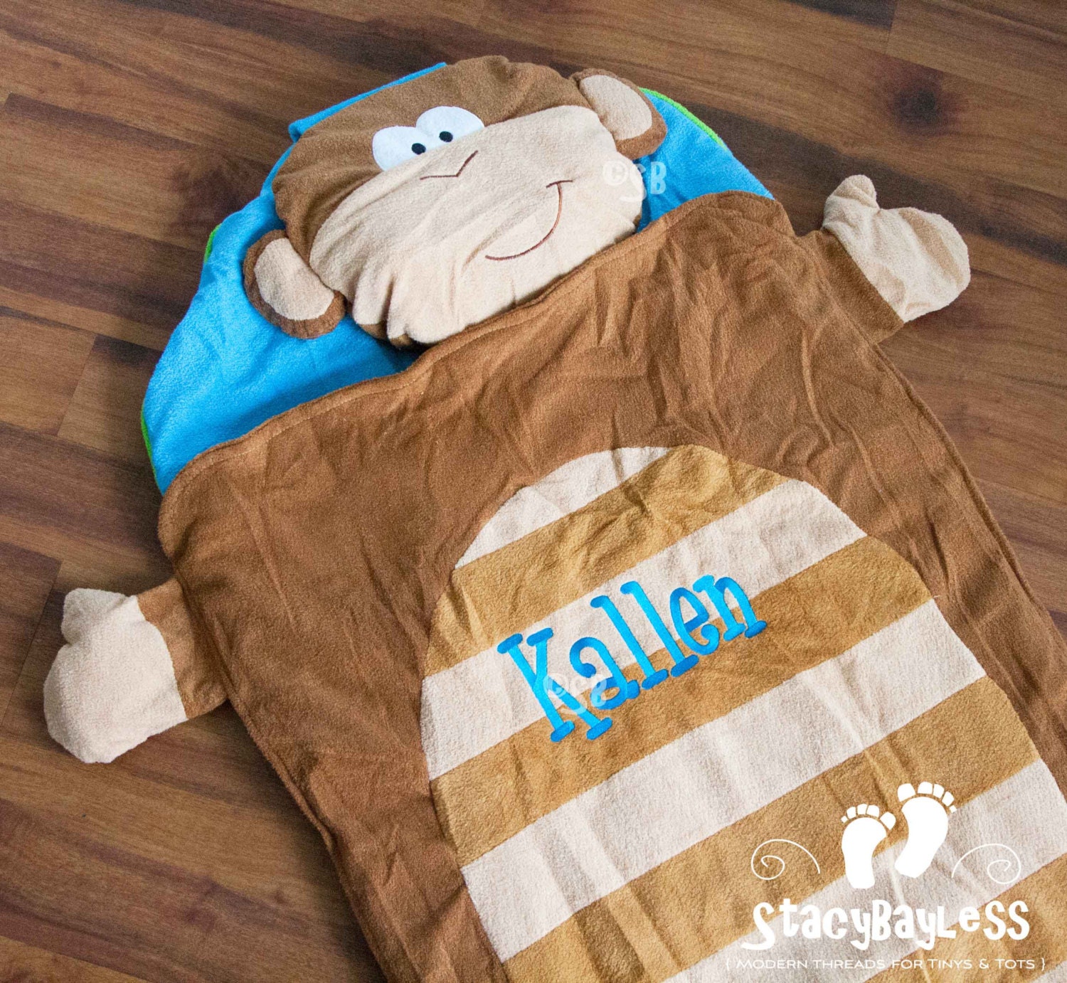 Monkey Nap Mat INCLUDES Personalization - Same Day Shipping