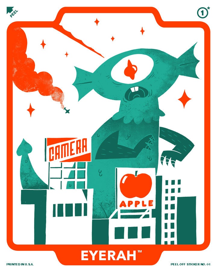 Eyerah - 16x20 Kaiju Monster screenprint