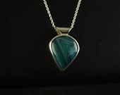 Sterling Silver Dark Green Onyx Agate Pendant