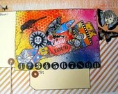 Mixed Media Art Adhesive Package Address LABELS Prints Collage BRAVE and BOLD Laugh Out Loud