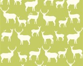 Organic Cotton Fabric- Birch Mod Basics2 - Elk Family -grass- Great Shipping Rates