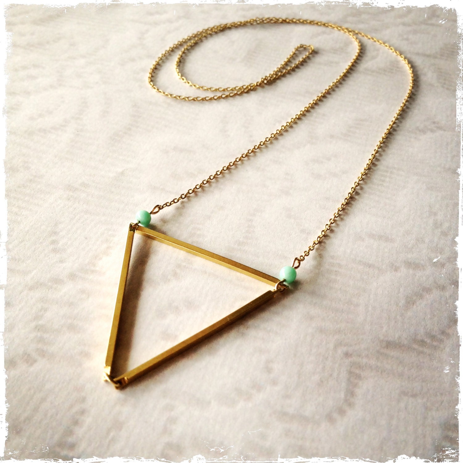 SHORELINE NECKLACE - long necklace - vintage brass - vintage glass beads